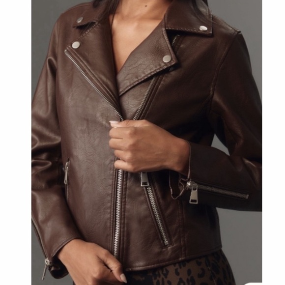 7 For All Mankind Faux Leather Motorcycle Jacket- S,M - Picture 8 of 9